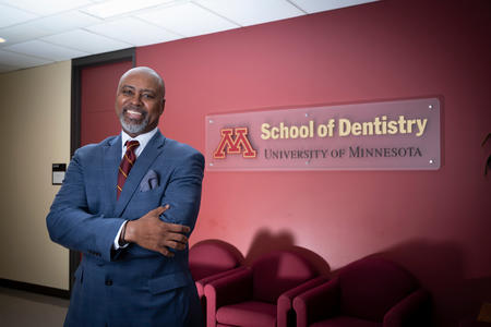 Dean Keith Mays in lobby of School of Dentistry office.